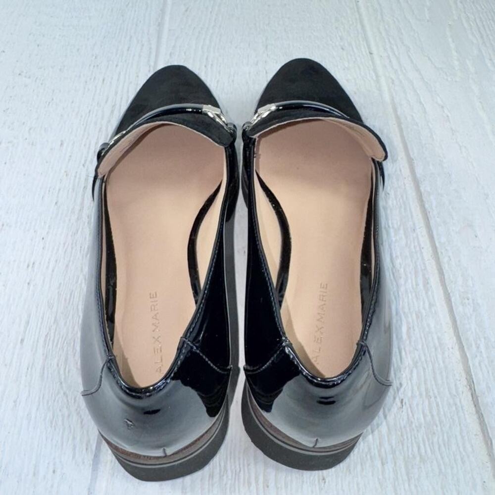 Alex Marie Loafers Womens 9.5 Black Patent Suede Horsebit Lug Platform‎ Flaw - Picture 11 of 16